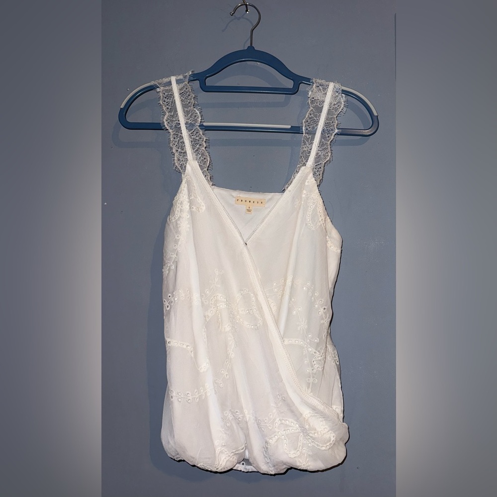 🤍 Prowesa White Lace Detail Cami Tank Top